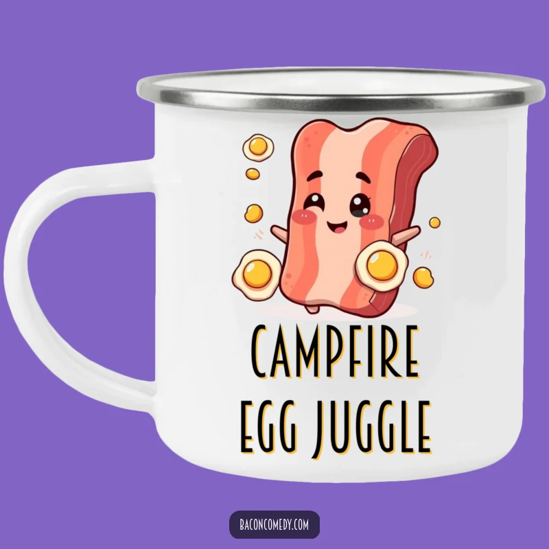 Funny Bacon Juggling Camping Mug: Campfire Breakfast and Hilarious Sips