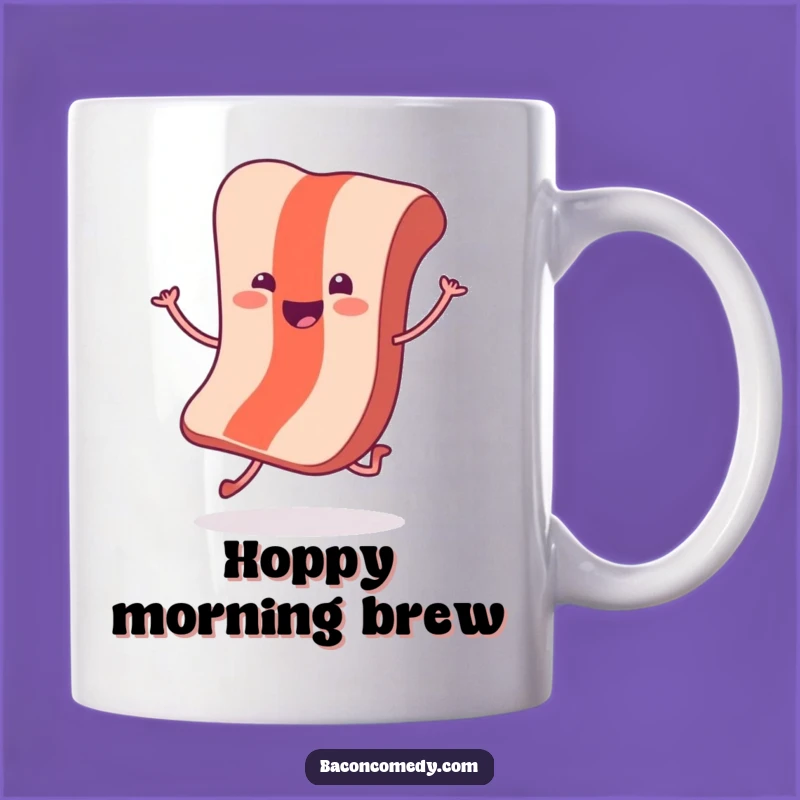 Funny Hopping Bacon Mug: A Cheerful Breakfast Buddy's Joyful Gift