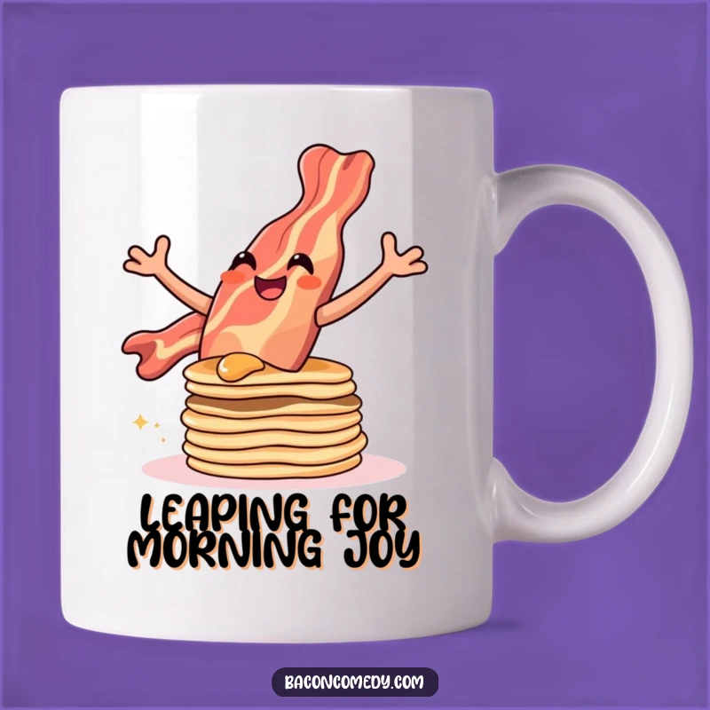 Funny Leaping Bacon Mug - Joyful Pancake Jump Gift for Breakfast Lovers