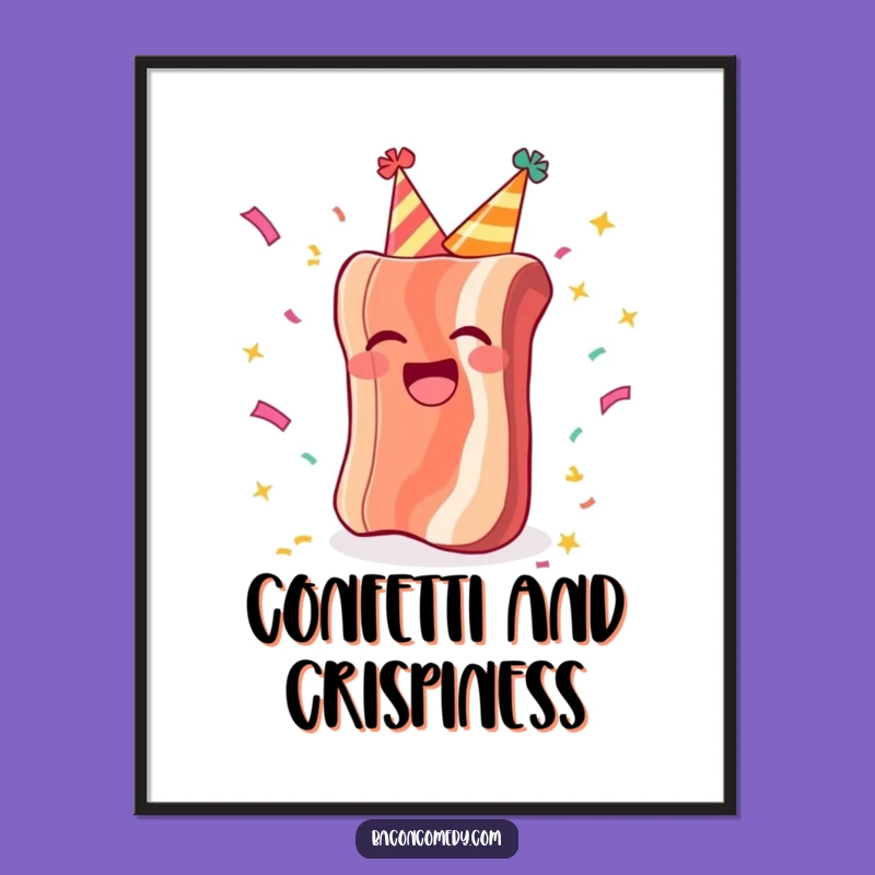 Funny Party Bacon Digital Art - Instant Celebration Print, Hilarious Gift Download