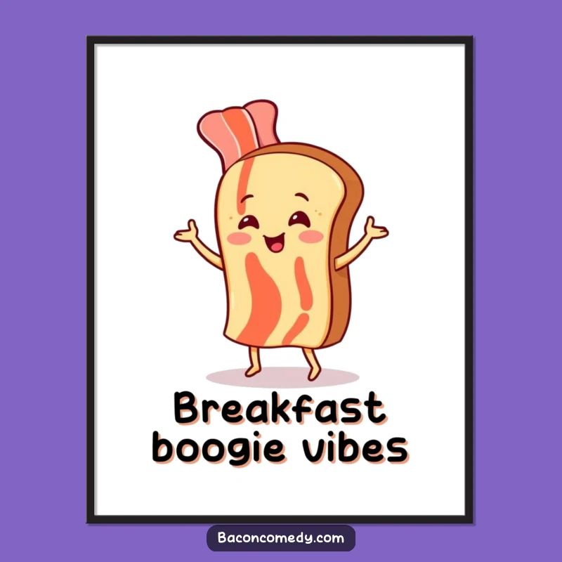 Funny Bacon Dancing Poster - Whimsical Breakfast Art Print, Hilarious Wall Decor Gift