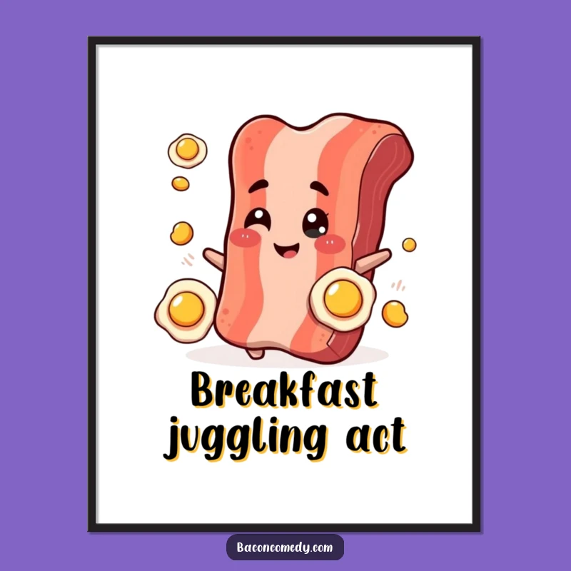 Funny Bacon Juggling Poster: Whimsical Wall Art for the Breakfast Lover's Room