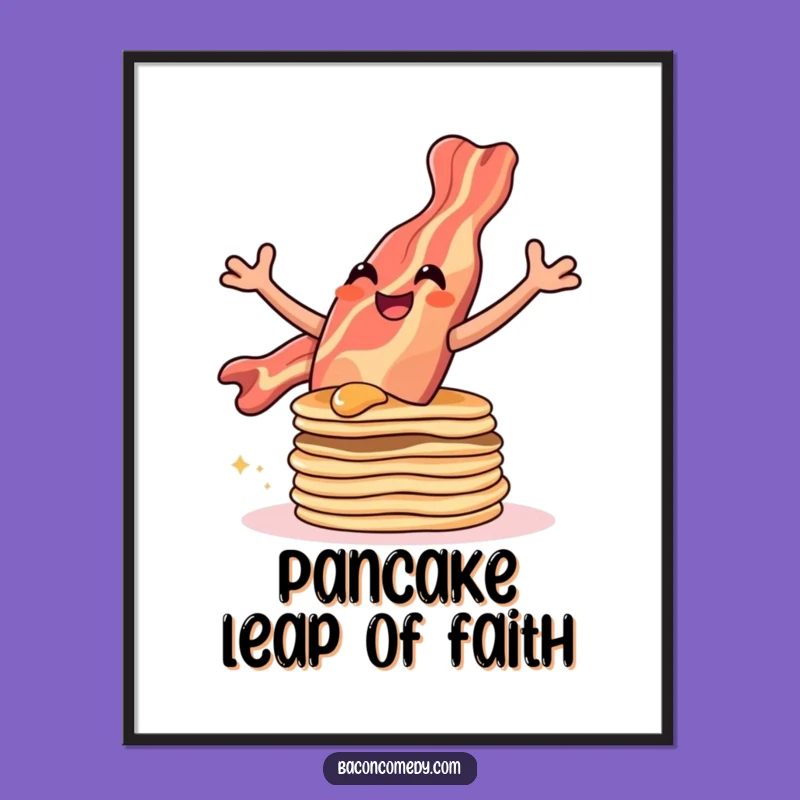 Funny Leaping Bacon Poster - Dynamic Breakfast Art, Hilarious Wall Decor