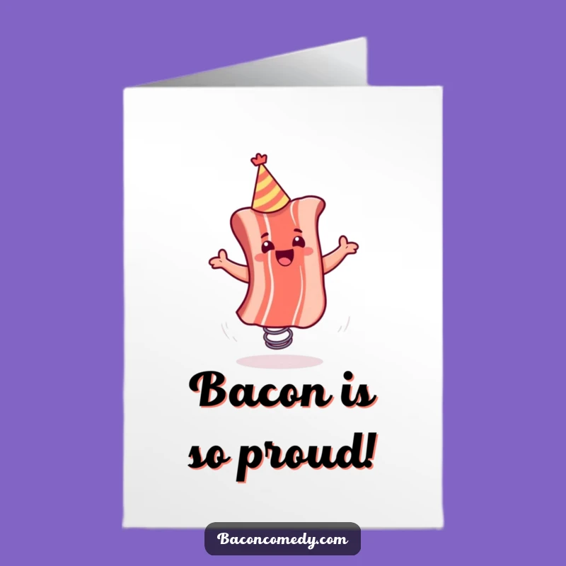 Free Printable Congratulations Card: Bouncing Bacon Victory Humorous Downloadble Gift