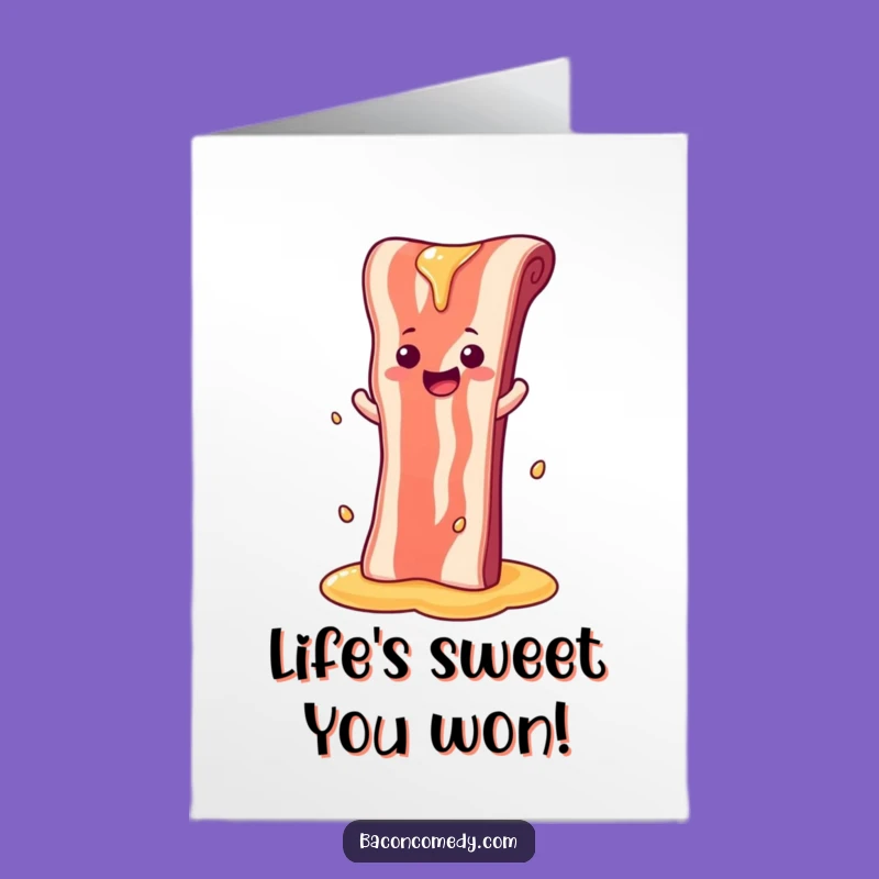 Free Printable Bacon Congratulations Card: Syrup Slide downloadable gift for sweet success!