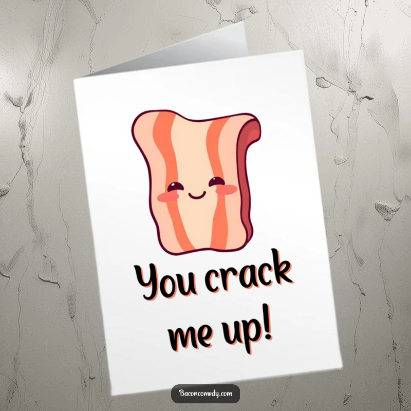 Funny Free Printable Congratulations Card: A piece of bacon laughs heartily, sharing in the joy of a momentous achievement.