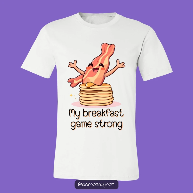 Funny Leaping Bacon Tee - Energetic Pancake Jump Shirt, Hilarious Gift