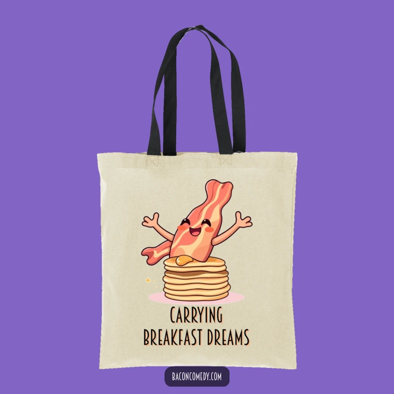 Funny Leaping Bacon Tote Bag - Breakfast Adventure Accessory, Ideal Gift